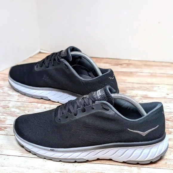 Hoka One One Cavu 2 ProFly Black Gray White Canvas Athletic Sneakers Shoe Men 10 - Picture 1 of 12